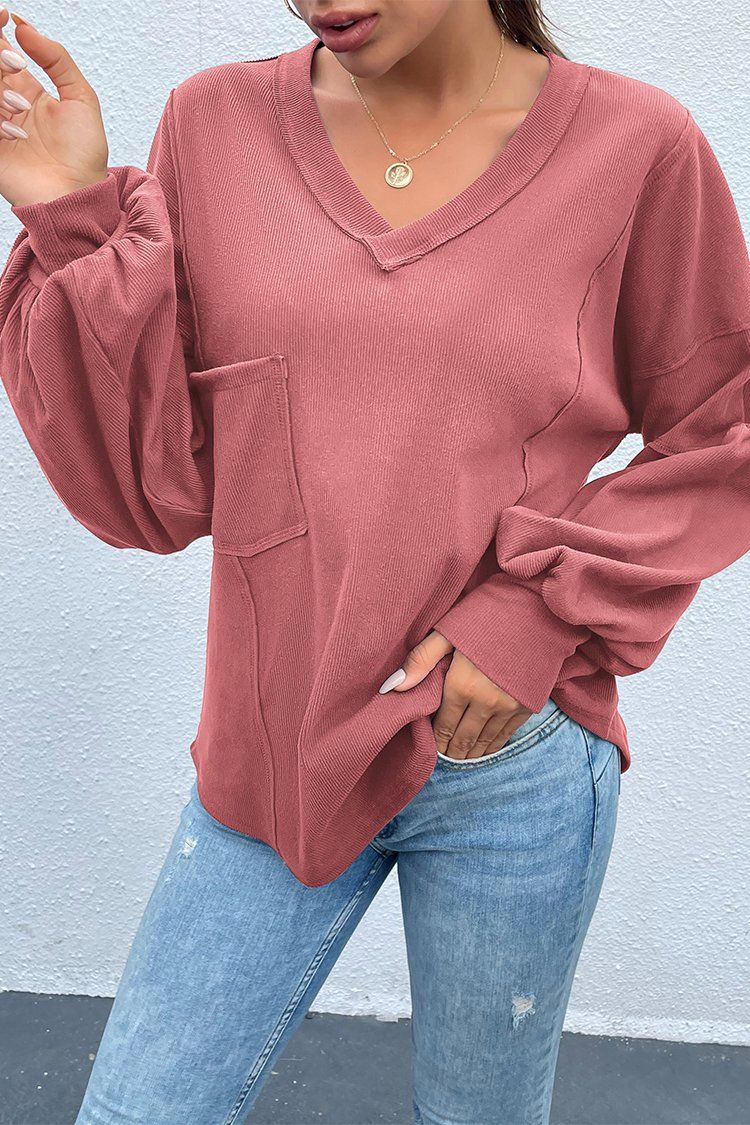 PRETTYGARDEN-Women-Casual-V-Neck-Long-Sleeve-Tunic-Tops-Solid-Loose-Fit-Side-Slit-Ribbed-Knit-Pullover-Blouses-Top-with-Pocket-PRETTYGARDEN-1627610946